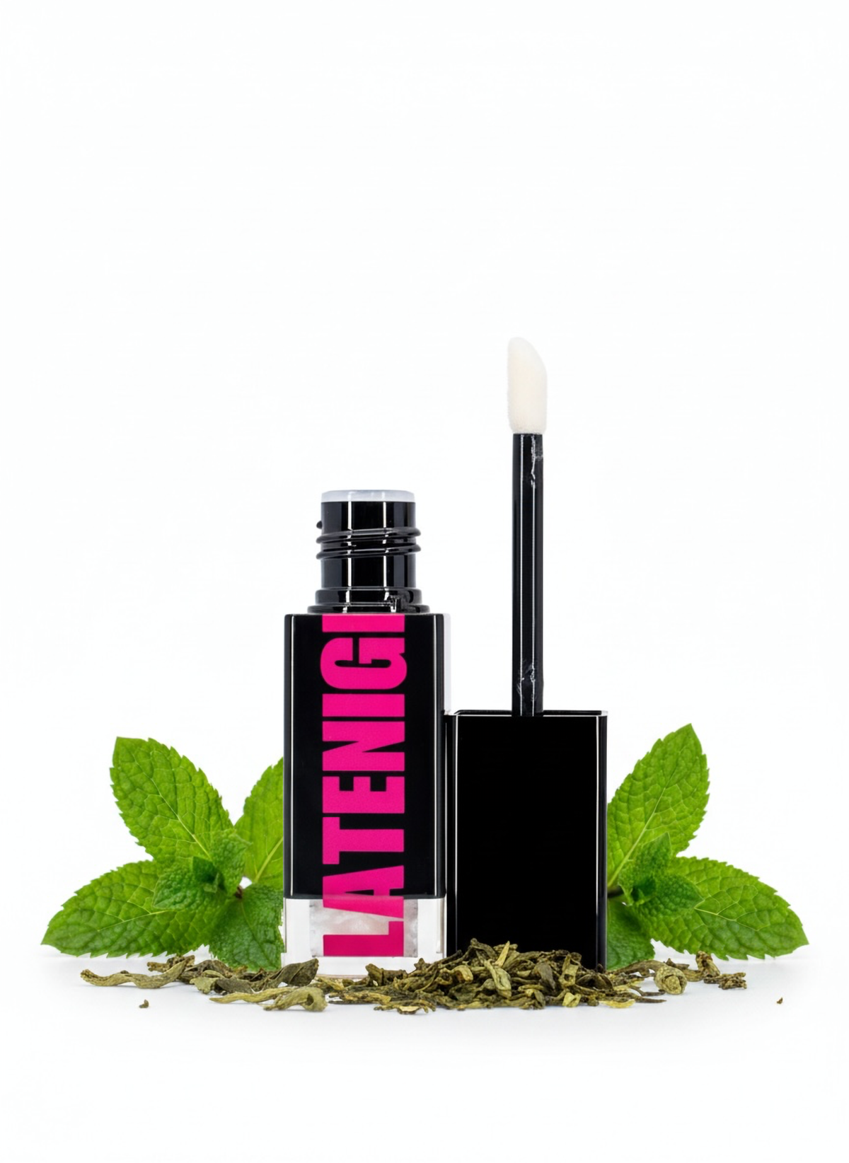 Green & Jaded clear shimmer lip gloss with mint leaves and green tea