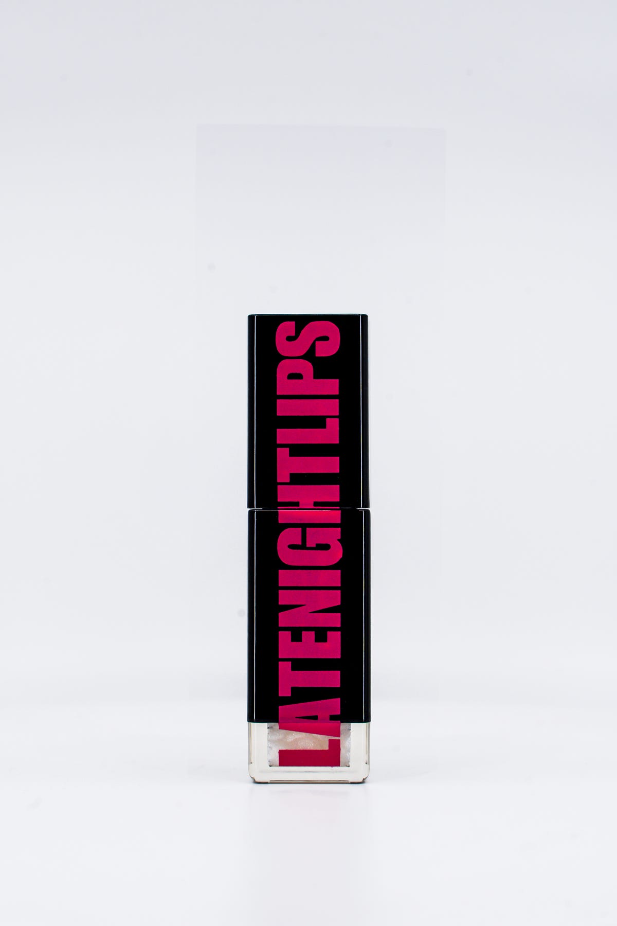 LateNight Lips white seamless; clear rectangular LateNightLips tube; single closed tube packshot